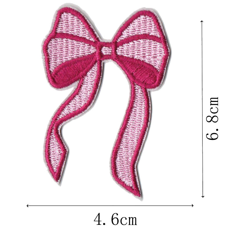 Wholesale Pink bow embroidery DIY Patches