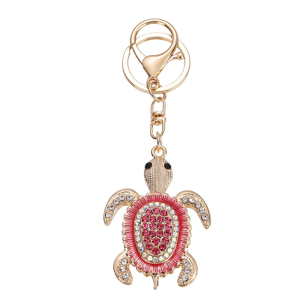 Wholesale Diamond studded turtle cute pendant metal keychain