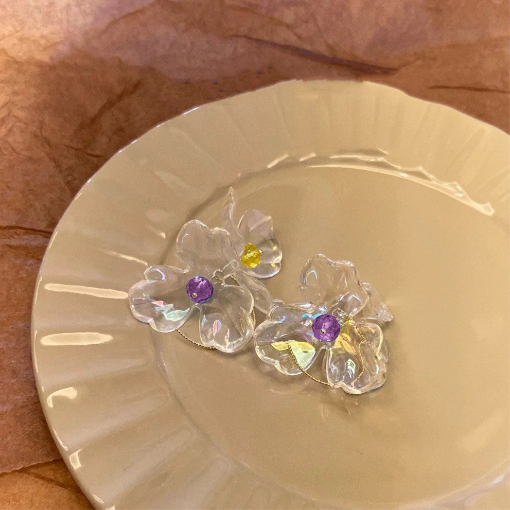 Wholesale Forest-style colorful diamond butterfly long earrings