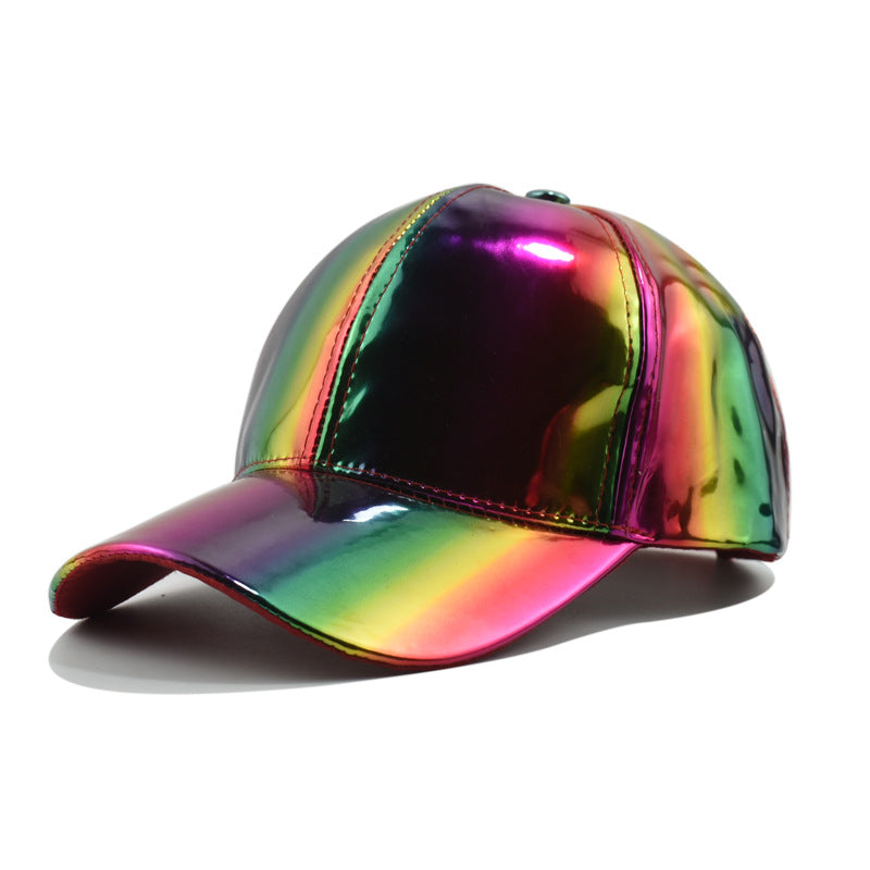 Wholesale new PU leather colorful baseball cap men's street personality cap women's curved brim face small hat