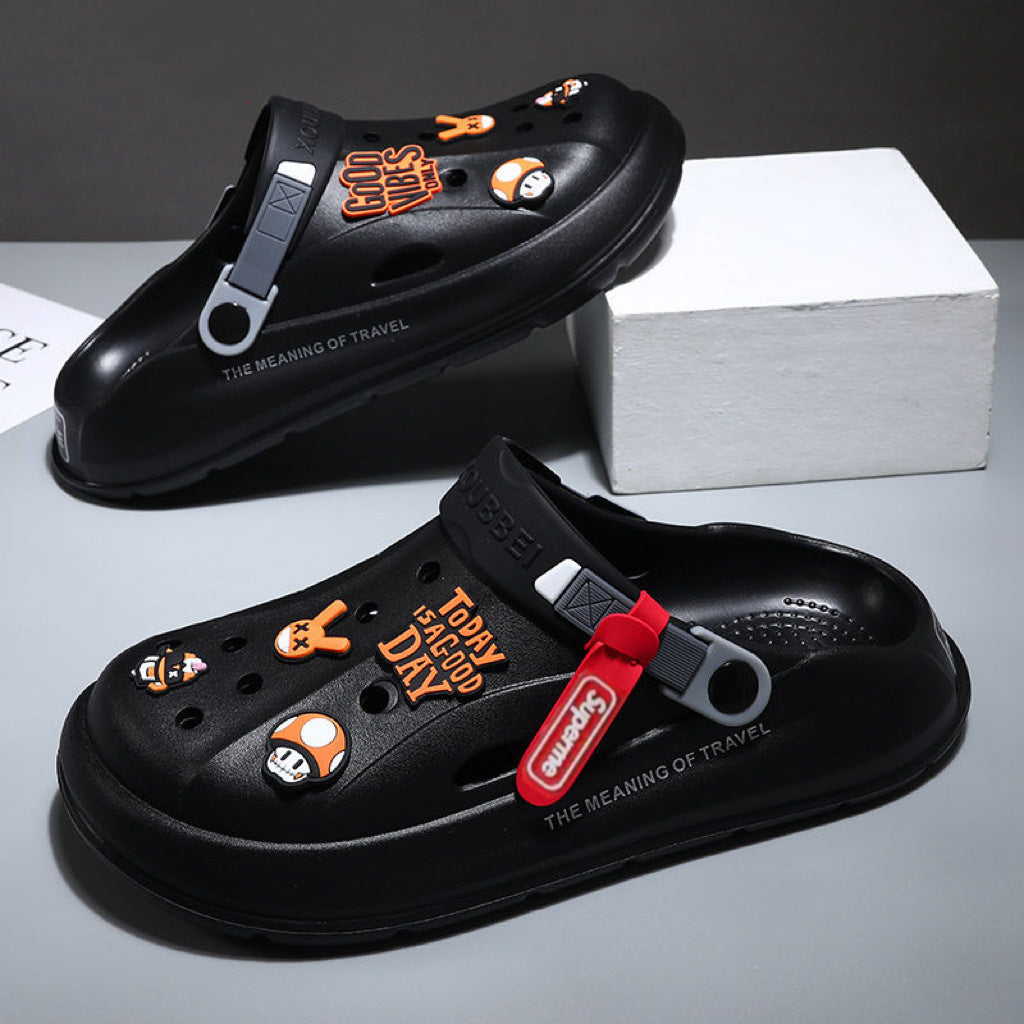 Wholesale Men's summer thick-soled casual sports non-slip soft-soled sandals outdoor dual-use drooping beach slippers