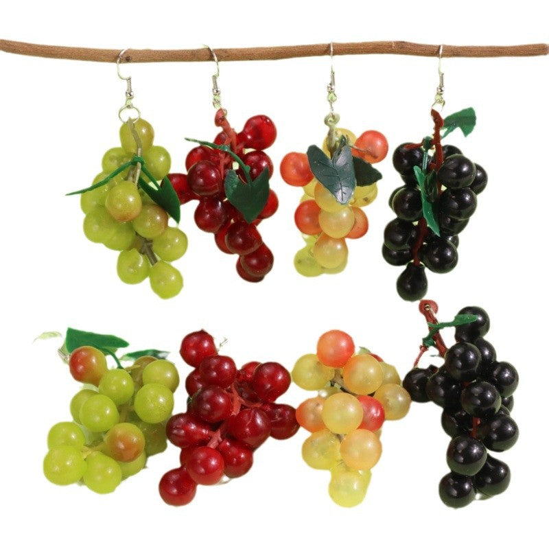 Wholesale Simulation 3D Fruit Grape Cherry Sweet and Cute Earrings