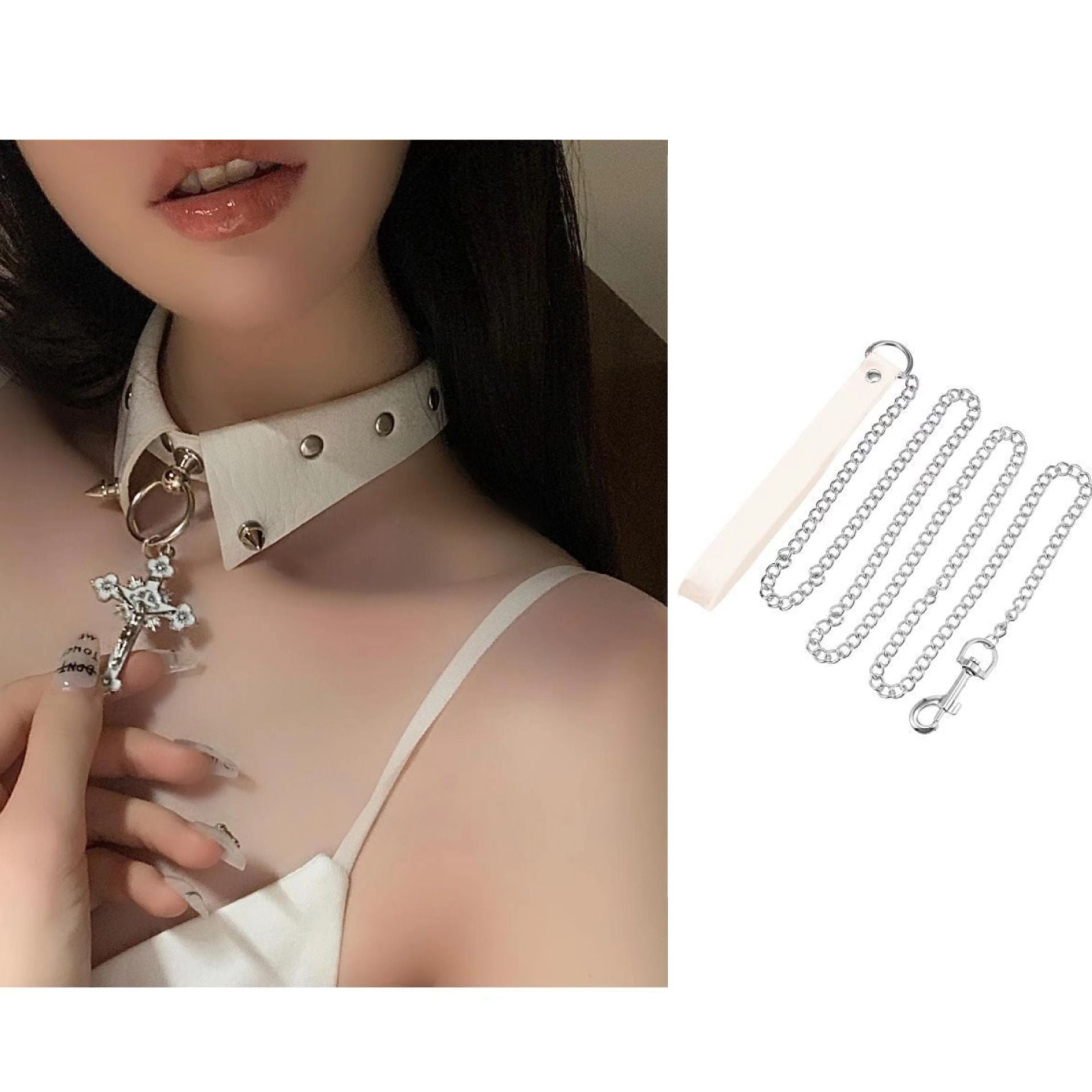 Wholesale White cross fake collar Gothic style necklace