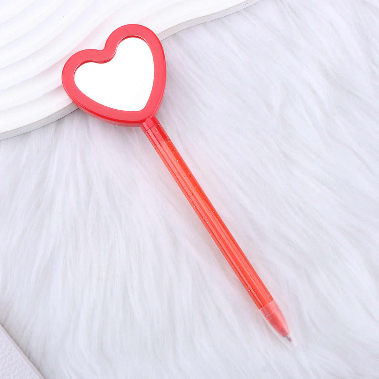 Wholesale Valentine' s Day Heart Handle Mirror Ballpoint Plastic Pen
