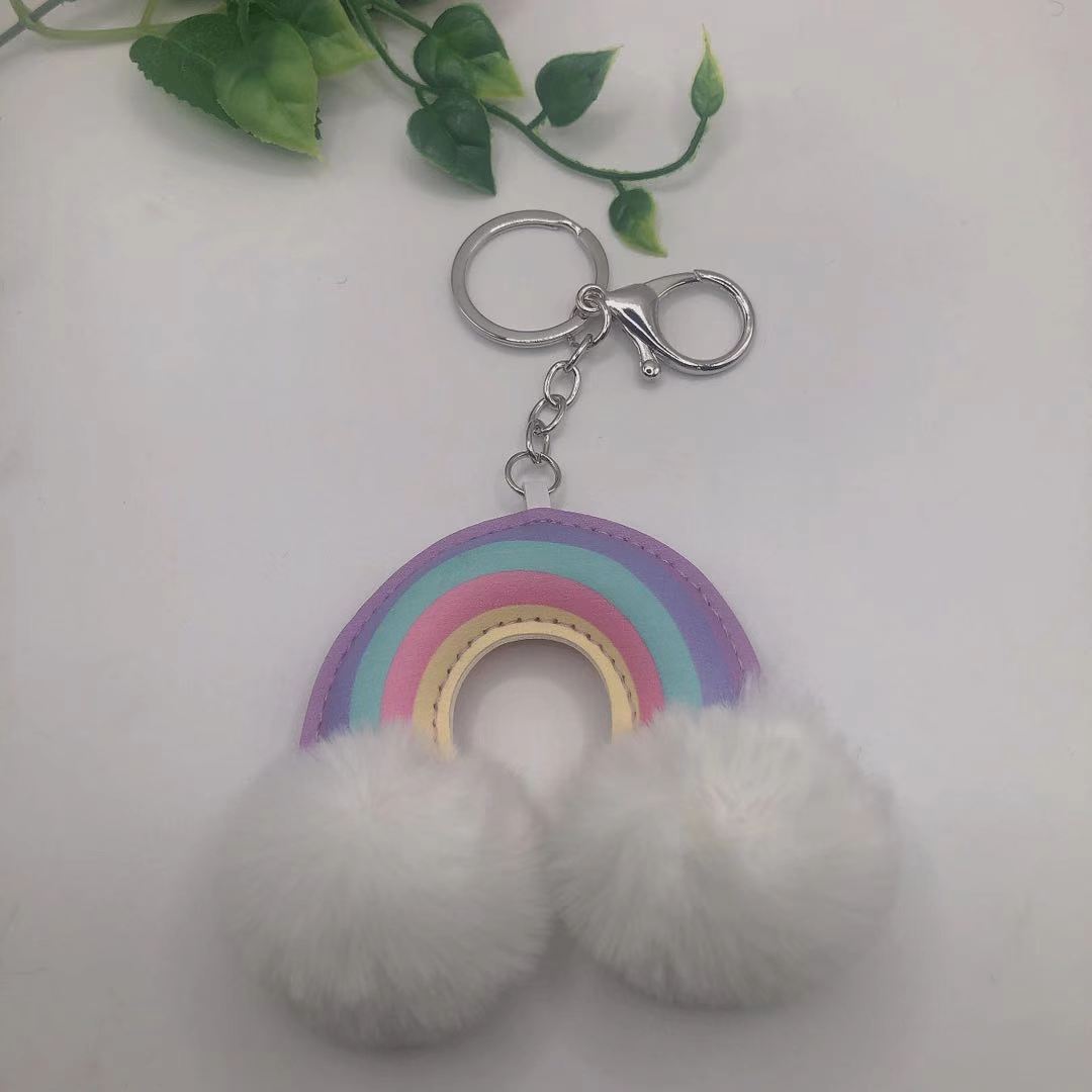 Wholesale Rainbow PU Plush Keychain