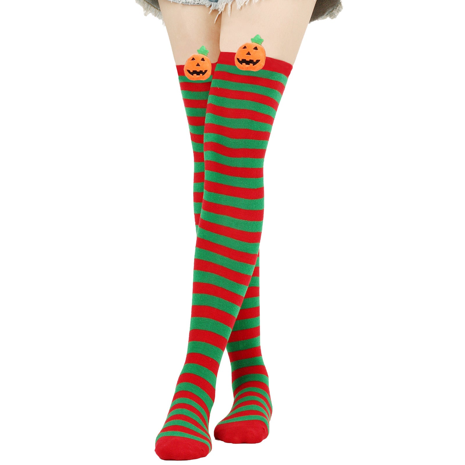 Wholesale Halloween Cartoon Devil Knee-high Striped Socks