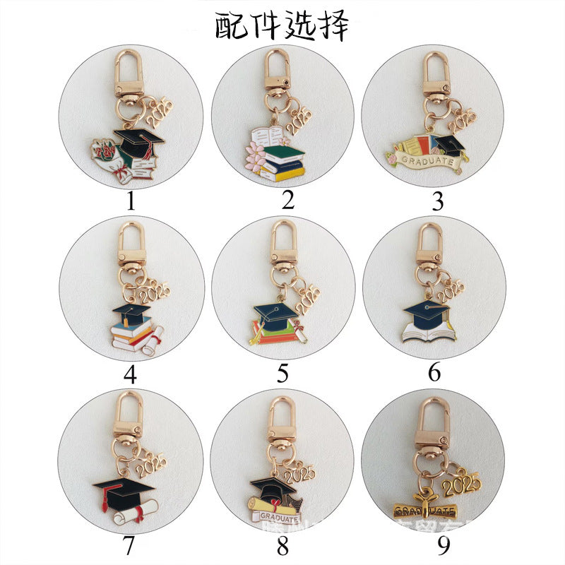 Wholesale Custom Silicone Bead Bracelet Keychain Tassel Graduation Class Gift For Classmates