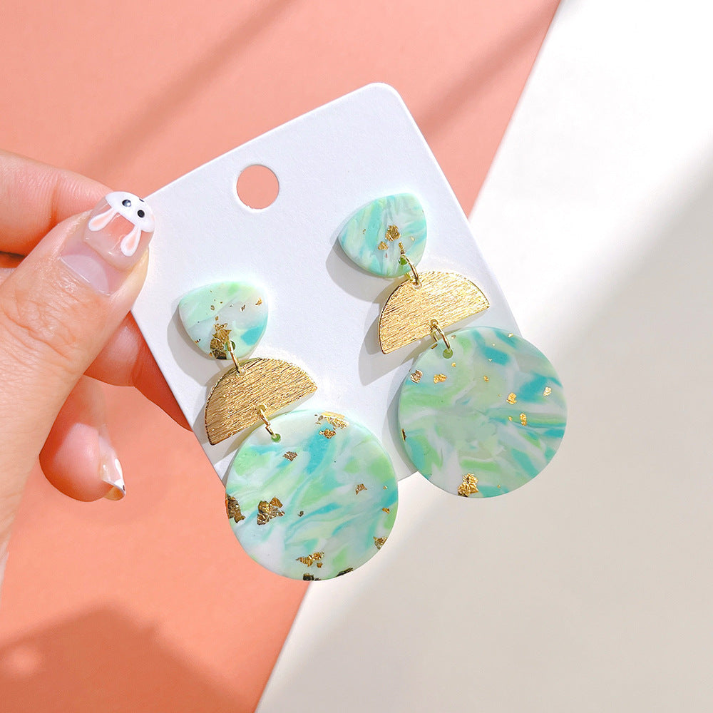 Wholesale Starry Sky sy Soft Ceramic Geometric Splicing Earrings