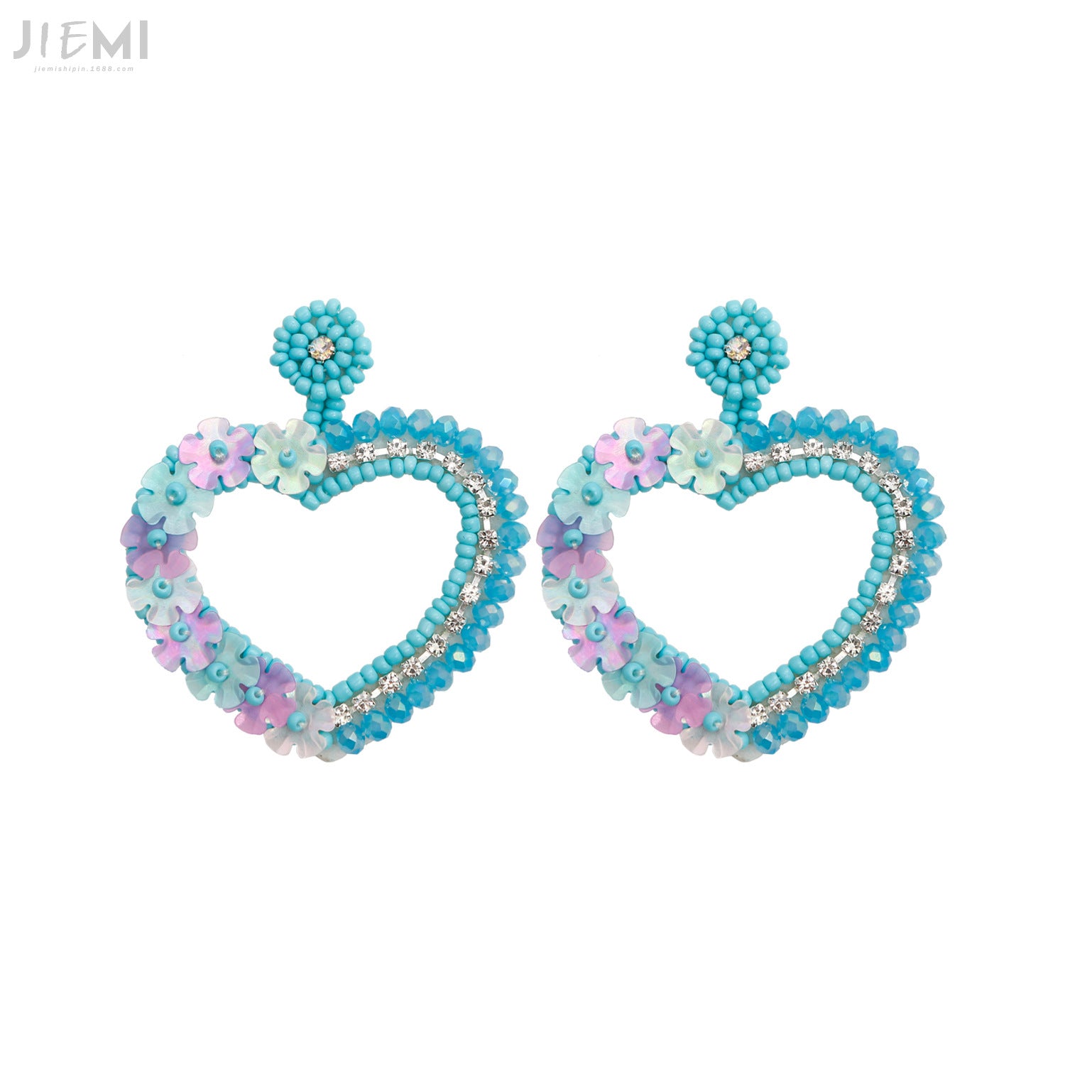 Wholesale Valentine's Day Bohemian Retro Ethnic Style Flower Sequin Love Earrings