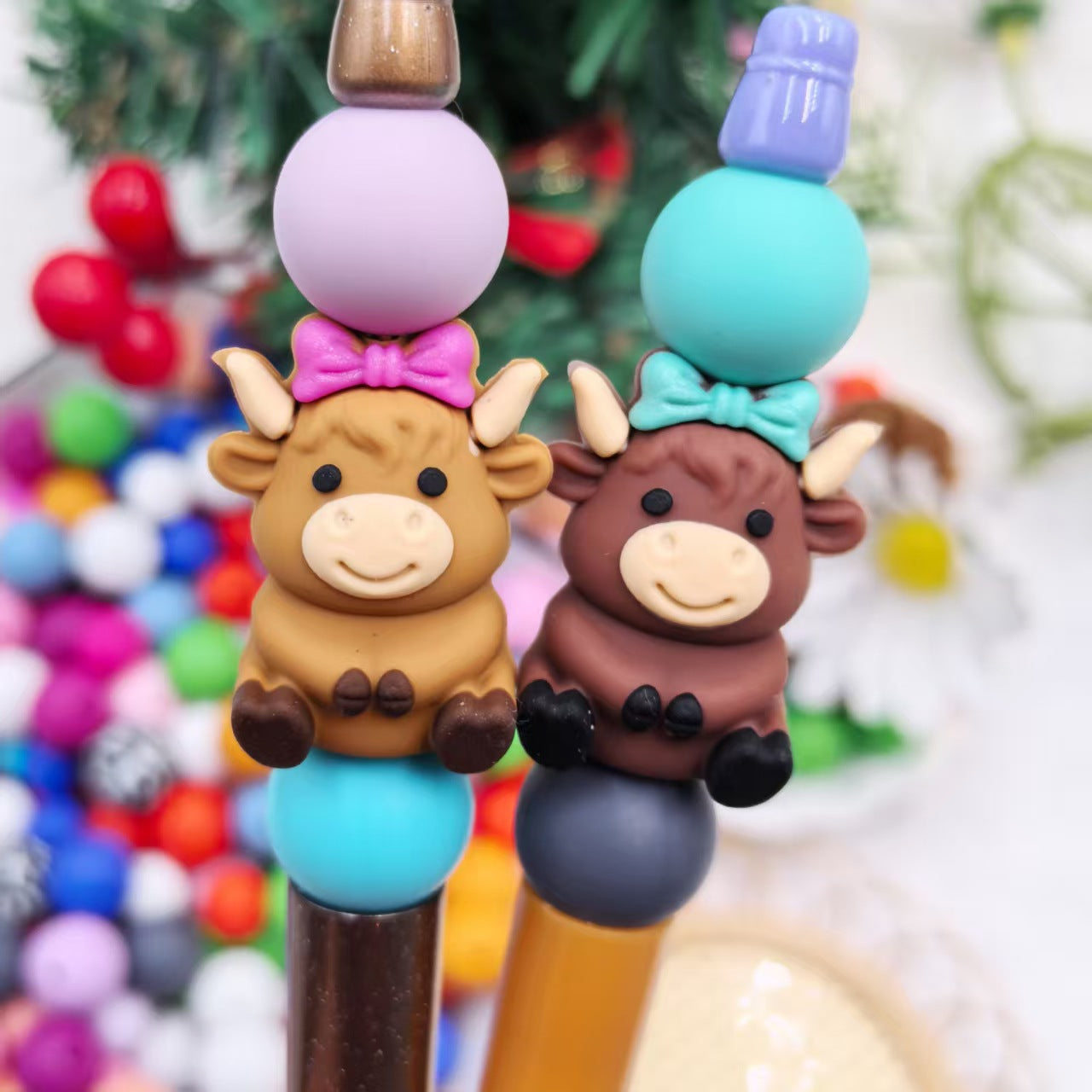 Wholesale cow silicone cartoon beads DIY silicone beads