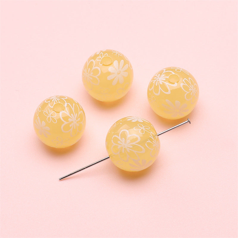 Wholesale  Printed Beads Cartoon Beaded Handmade DIY  Acrylic Beads