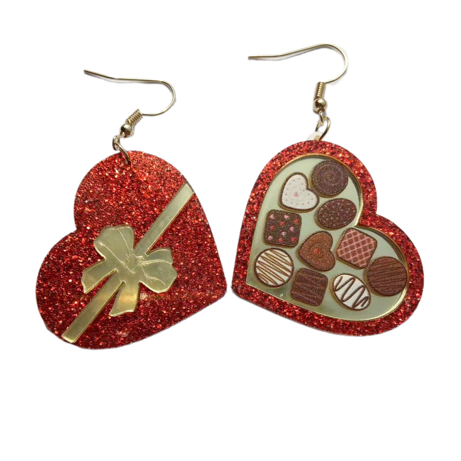 Wholesale Valentine's Day Peach Heart Rocket Gift Box Ice Cream Wine Red Acrylic Earrings