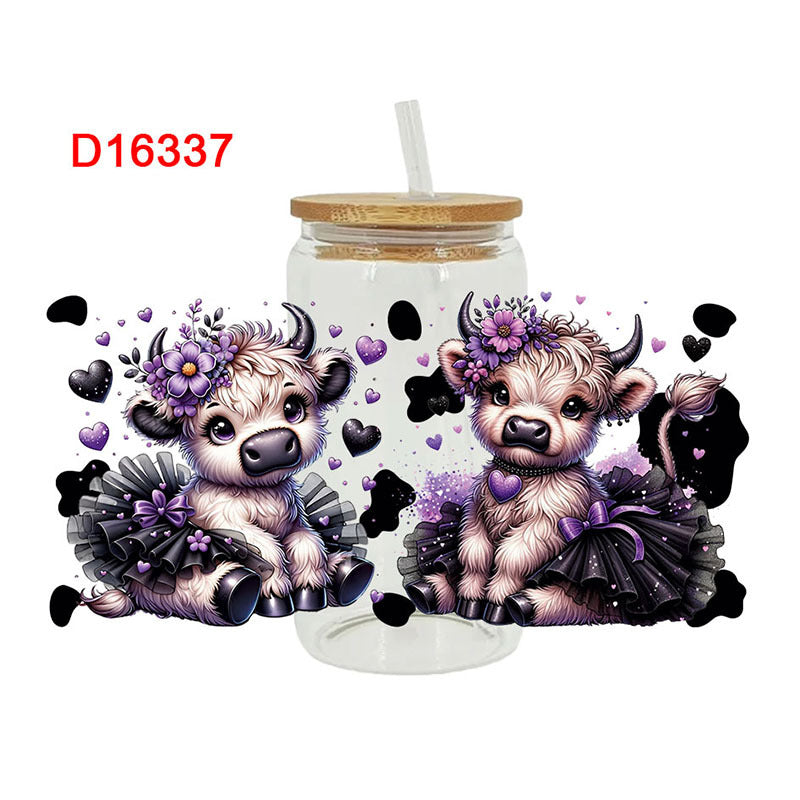 Wholesale Colorful flower calf   16oz Cup UV DTF Wraps