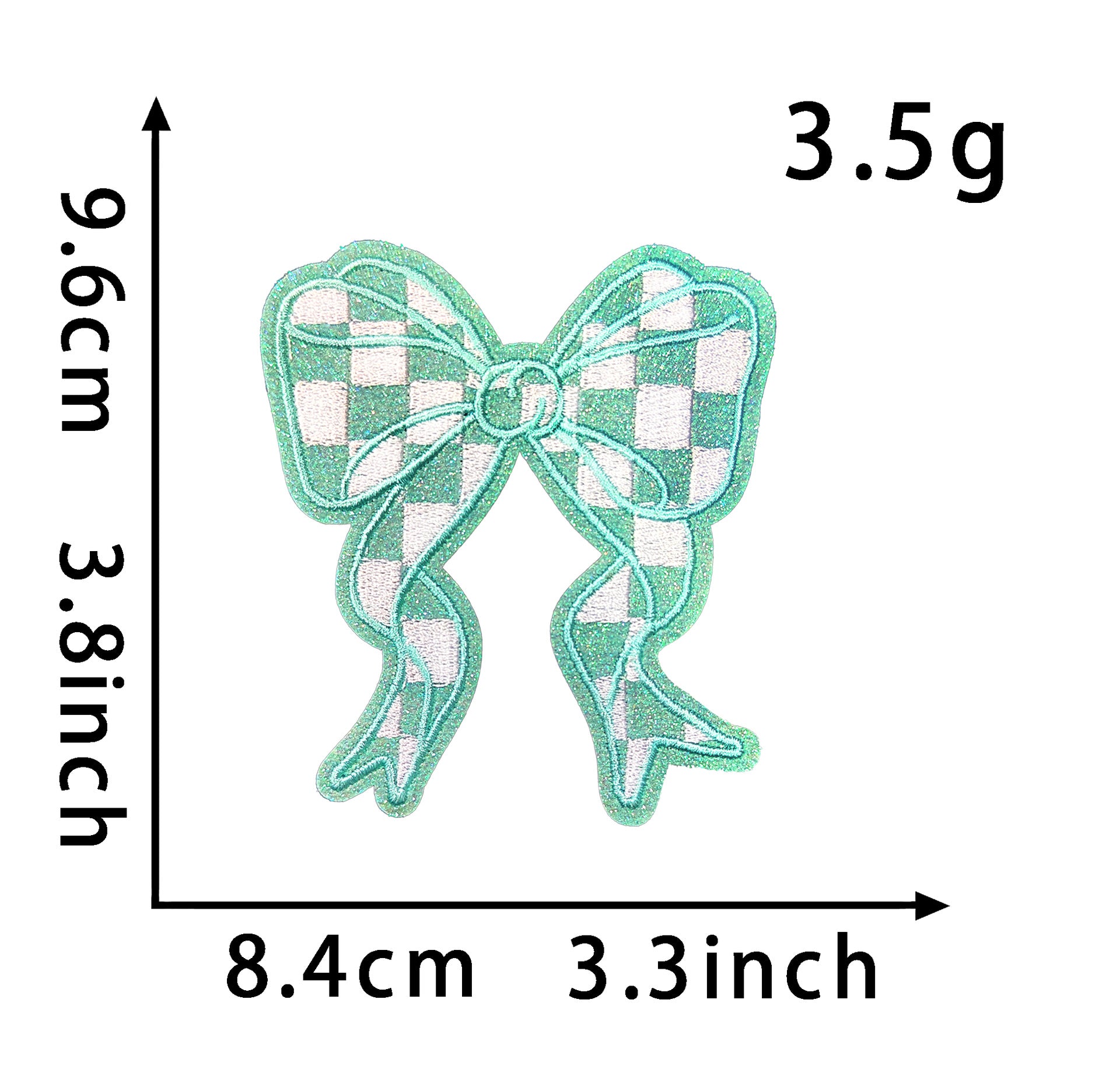 Wholesale Polyester Embroidered Plaid Bow Patches DIY Iron On Back Adhesive Craft Supply For Clothing
