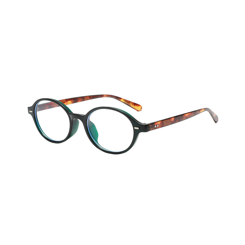 Wholesale Tortoise shell small frame glasses retro oval plain anti-blue light