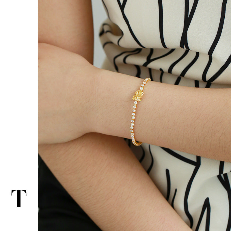 Wholesale brass thick gold plated zircon vintage bracelet