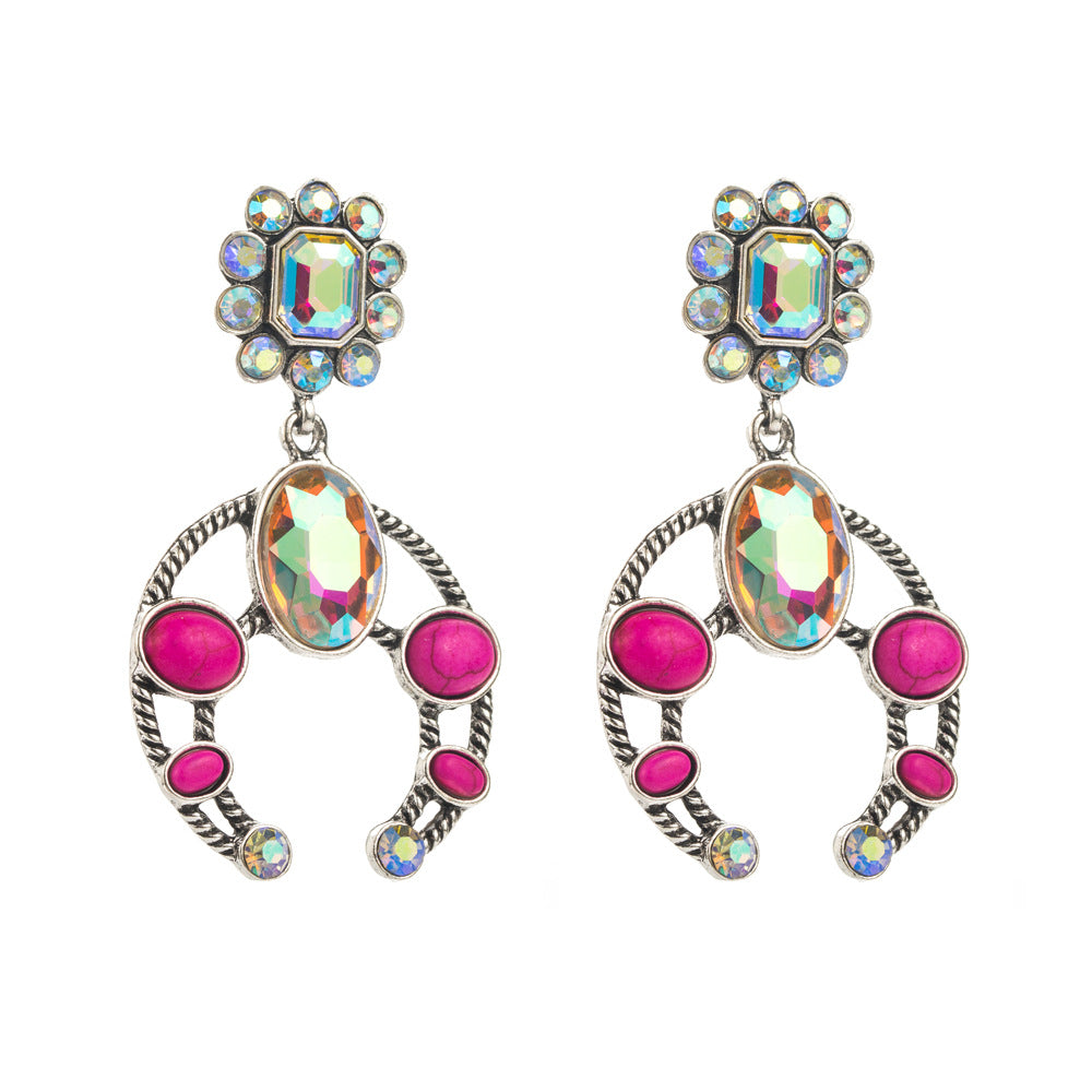 Wholesale Vintage Turquoise and Diamond Multi-Layer Bohemian Earrings