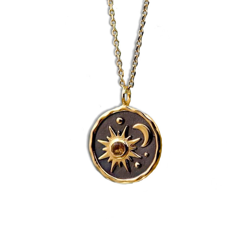 Wholesale Sun Moon Vintage Pendant Alloy Earrings Necklace Set