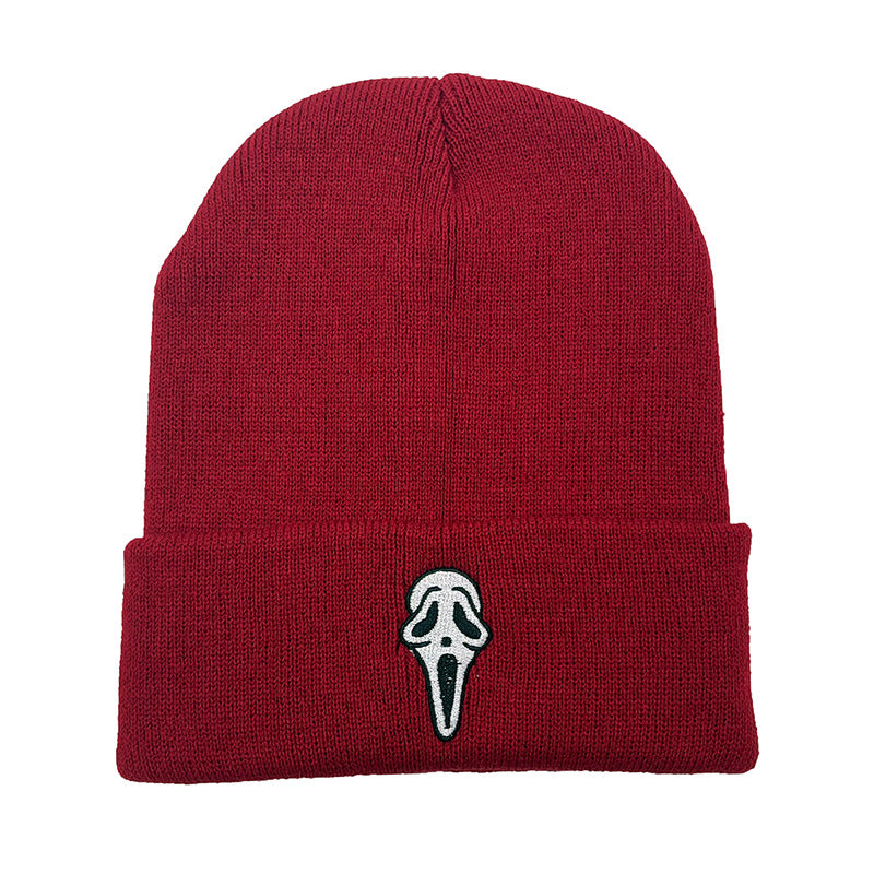 Wholesale Scream Mask Grimace Embroidered Woolen Knitted  Acrylic Hat