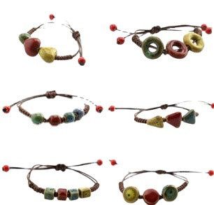 Brazalete de cuentas de cerámica tejida al por mayor