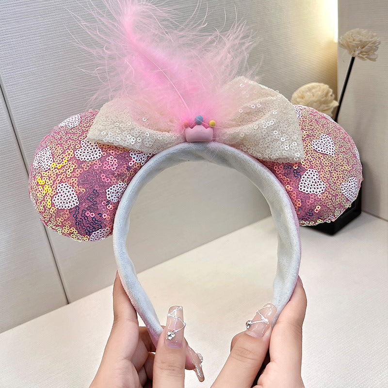 Wholesale Amusement Park SequinsMickey Bows Funny and Cute Plastic Headband