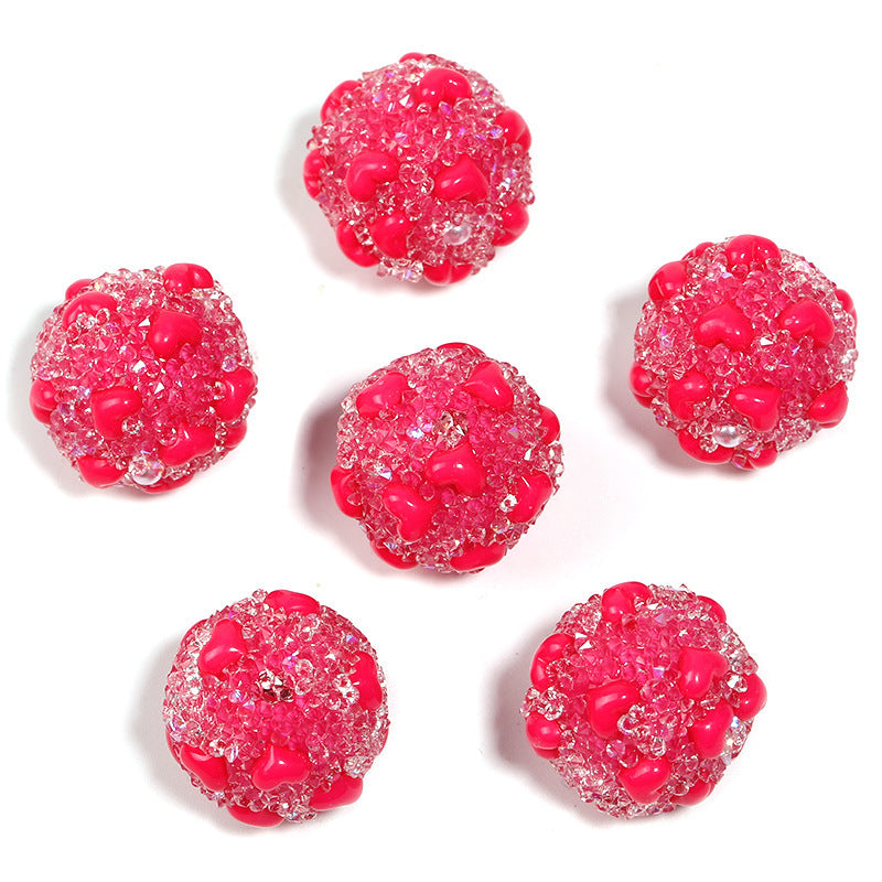 Wholesale 20pcs  Sparkling rhinestone sugar heart full of rhinestone Acrylic Beads