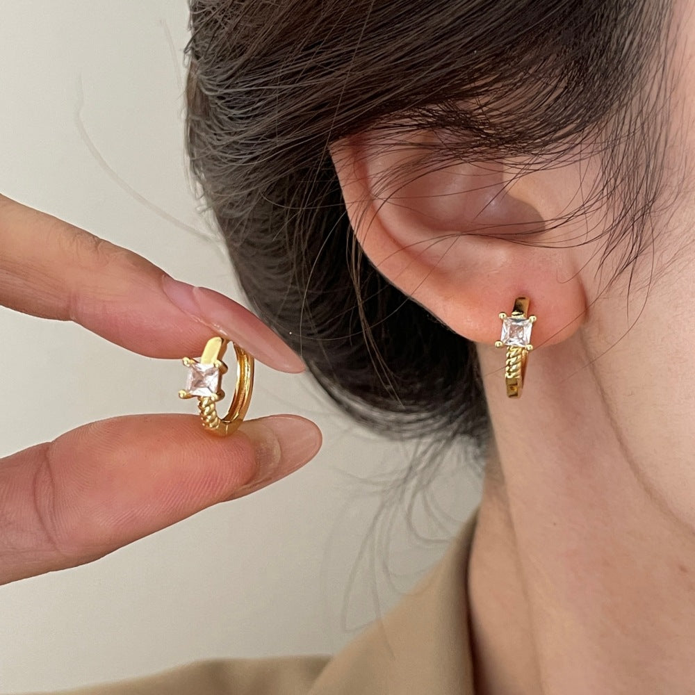 Wholesale Trendy square zircon earrings,  a niche and popular style for women.
