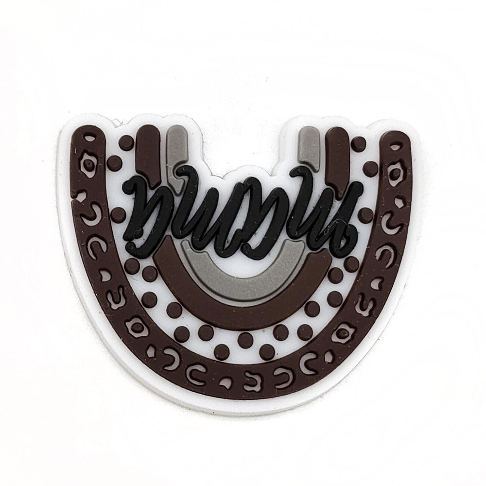 Wholesale Leopard Print Coffee Cup Dog Claw Love PVC Soft Adhesive Hole Shoes Buckles