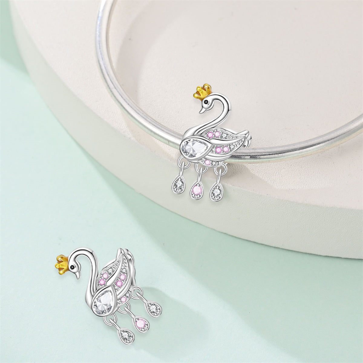 Wholesale Animal Elephant Cat Swan Silver Plated Charms