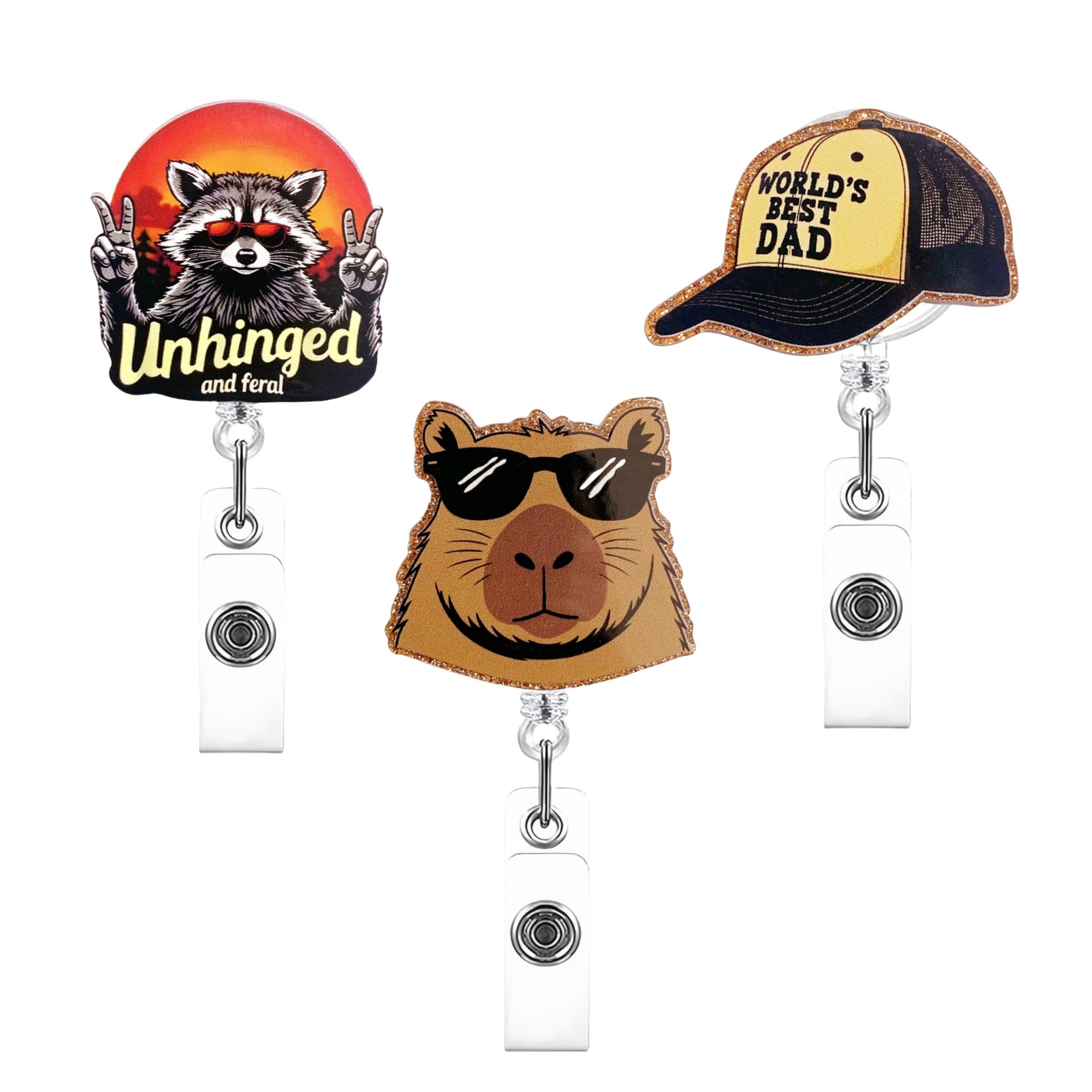 Wholesale Acrylic Fun Panda Raccoon Hat Badge Reels