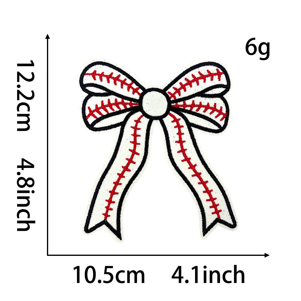 Wholesale Trendy Blue Ball Sequin Embroidered Patch With Bow Iron On Adhesive For Coats DIY Fashion Accessory Gift