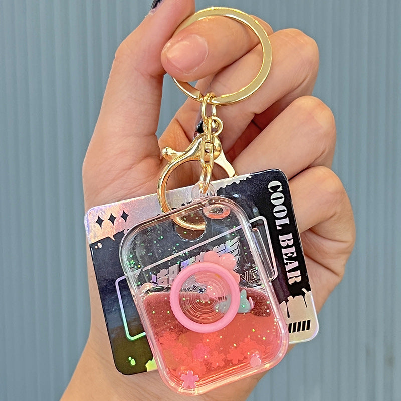 Wholesale Acrylic Camera Quicksand Bottle Key Chain