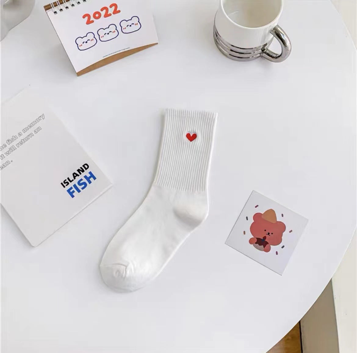 Wholesale Valentine's Day Embroidered Love Pure Cotton Casual Socks