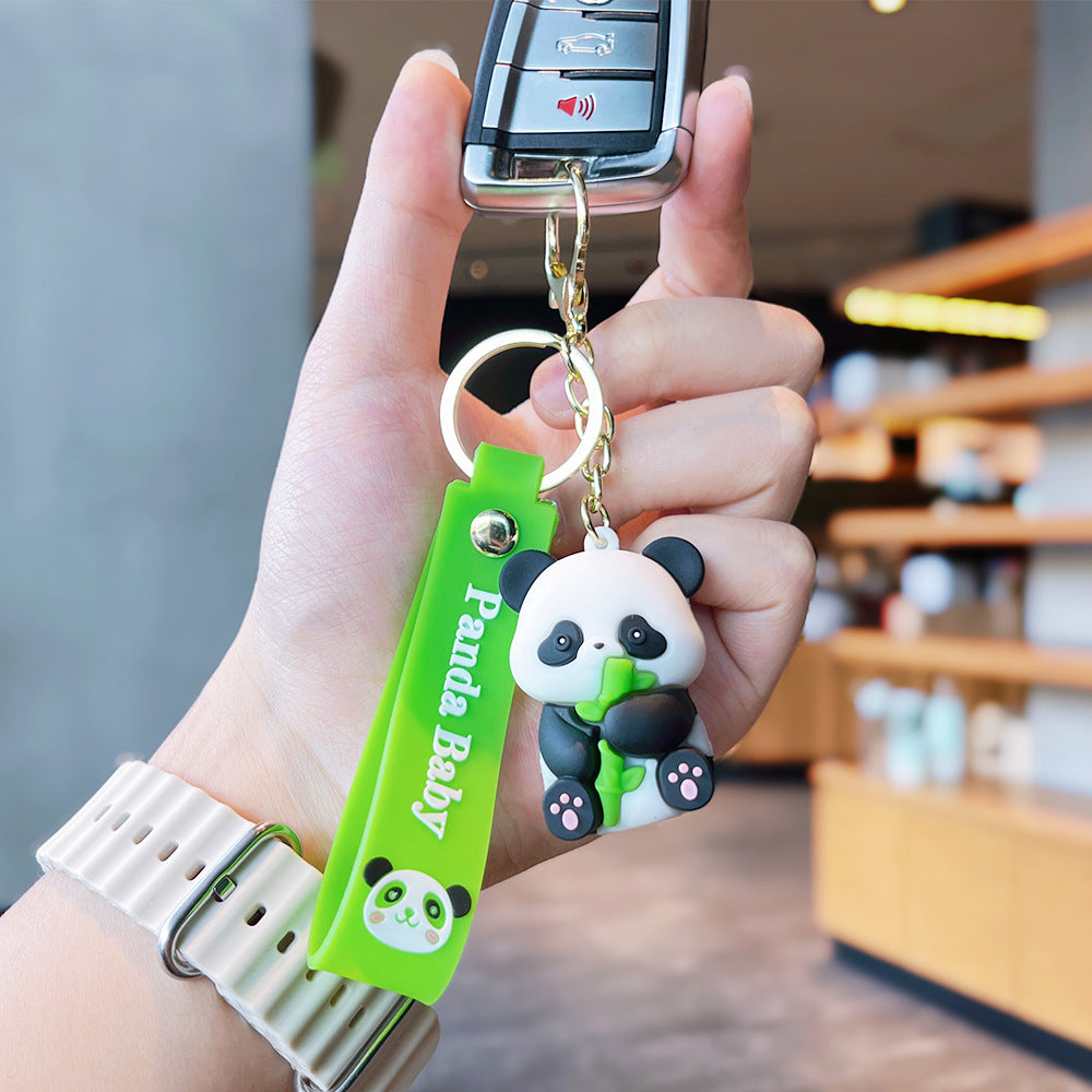 Wholesale Giant Panda Holding Bamboo Keychain