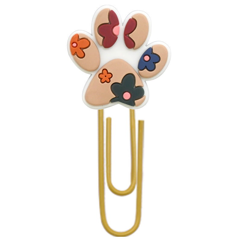 Wholesale Random 50pcs Cute colo  dog claw footprints paper clips metal bookmarks