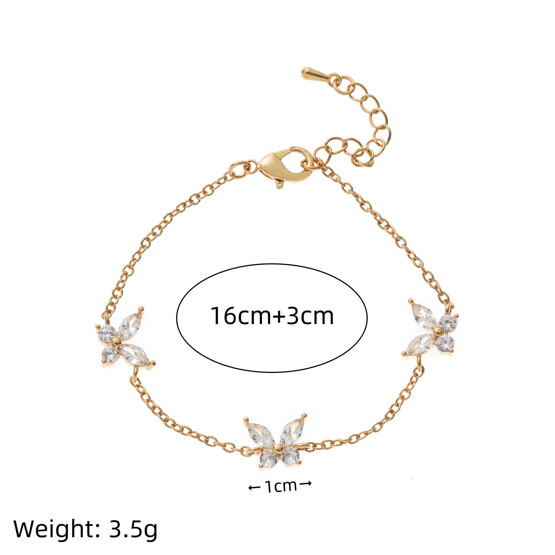 Wholesale Cute  Heart Zircon Butterfly Knot Copper Plastic Bracelet