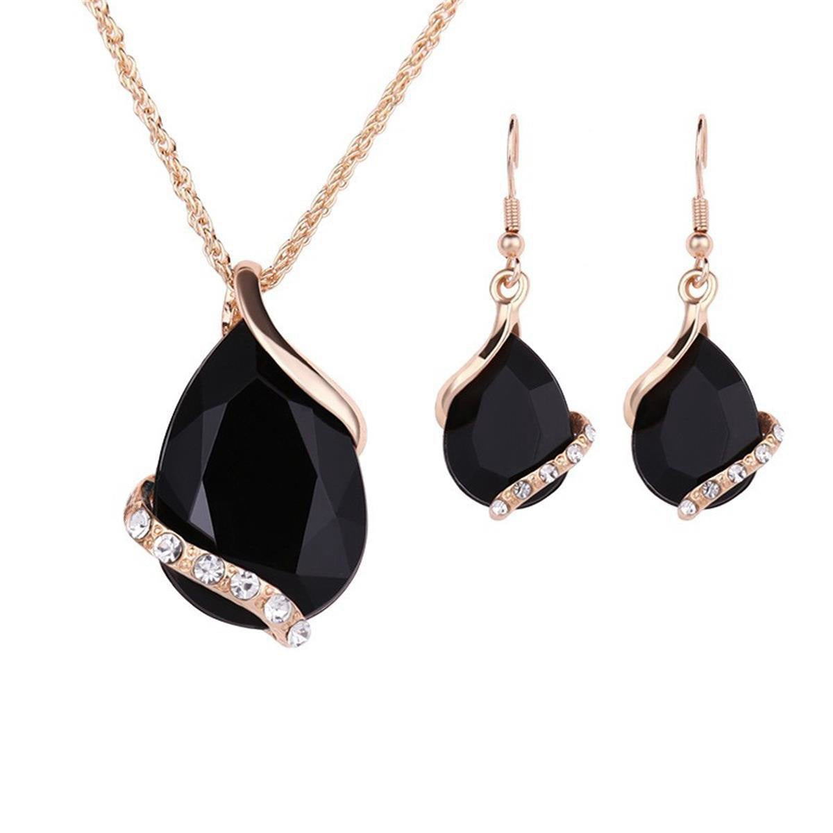 Wholesale Large Water Drop Diamond Necklace Earring Set