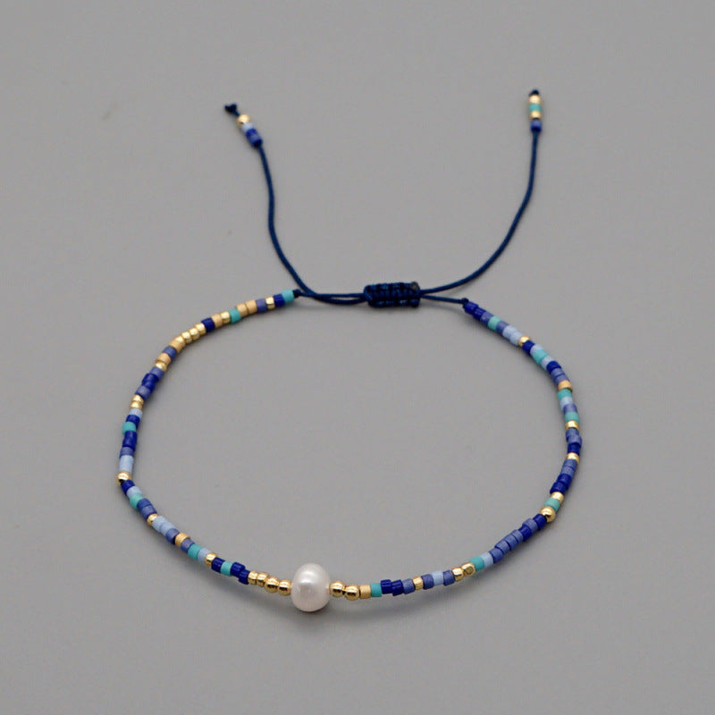 Wholesale Bohemian Glass Pearl Bracelet Handmade Woven Rope Ethnic Jewelry Fashion Accessory