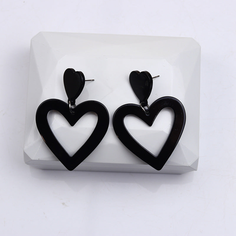 Wholesale Colorful heart-shaped big water droplets  Acrylic Earrings