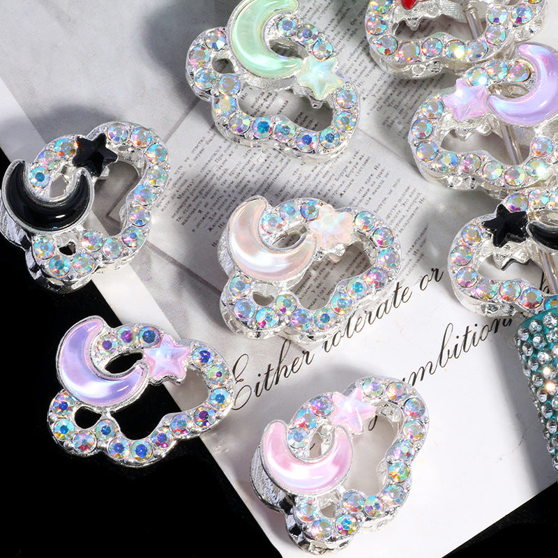 Wholesale 3pcs Fully Diamond Auspicious Cloud Star Moon Crystal Beads