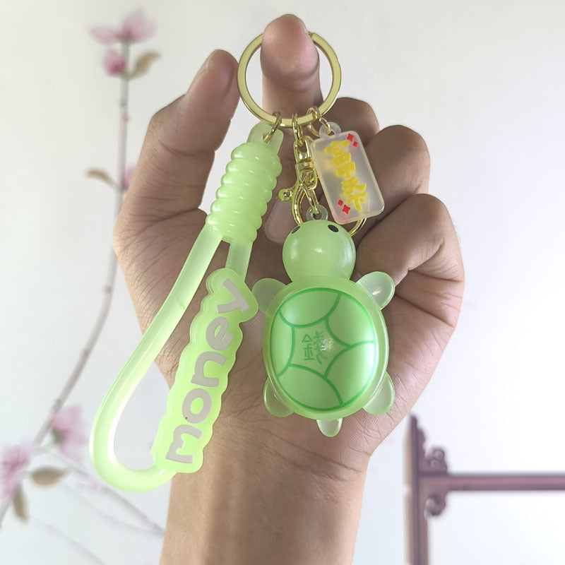 Wholesale Internet Celebrous Luminous Money Little Turtle Keychain Cute School Bag Pendant Key Chain Accessories Doll Machine Gift Keychains