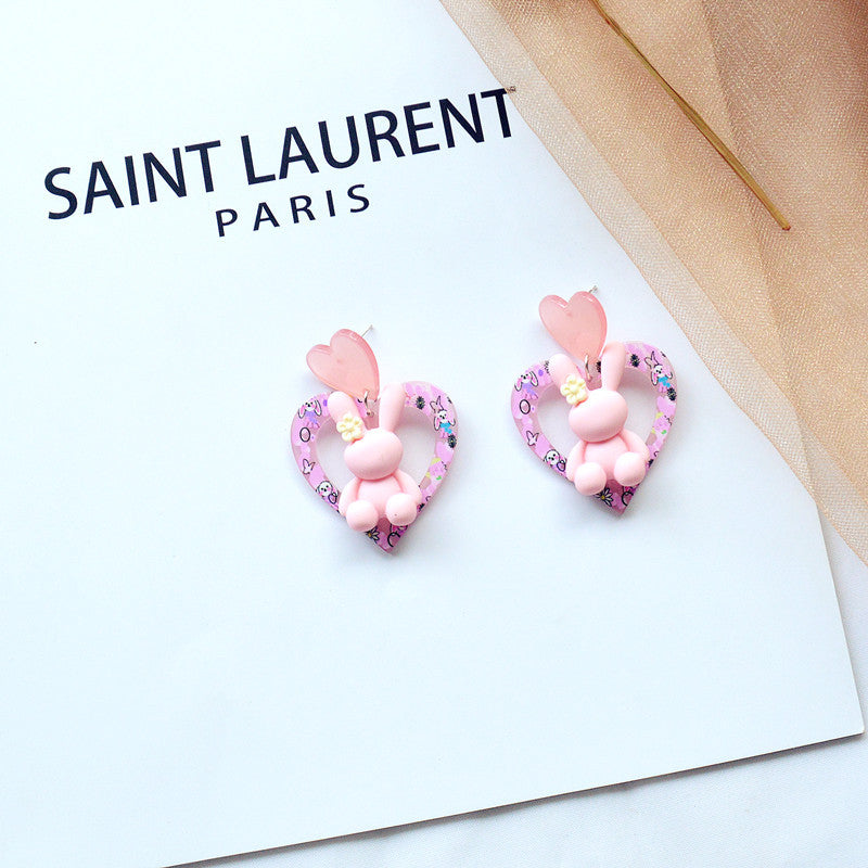 Wholesale Cute Rabbit Girls Love Stud Earrings