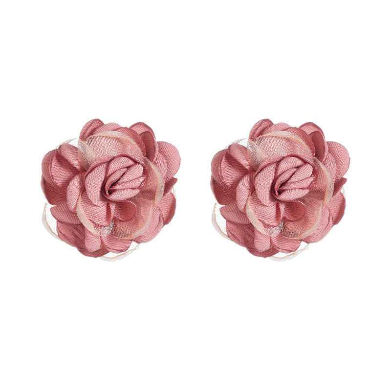 Wholesale Vintage Style Fabric Flower Earrings