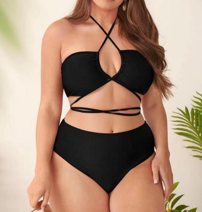 Wholesale Plus Size Solid Color Two-piece Bikini Swimwear