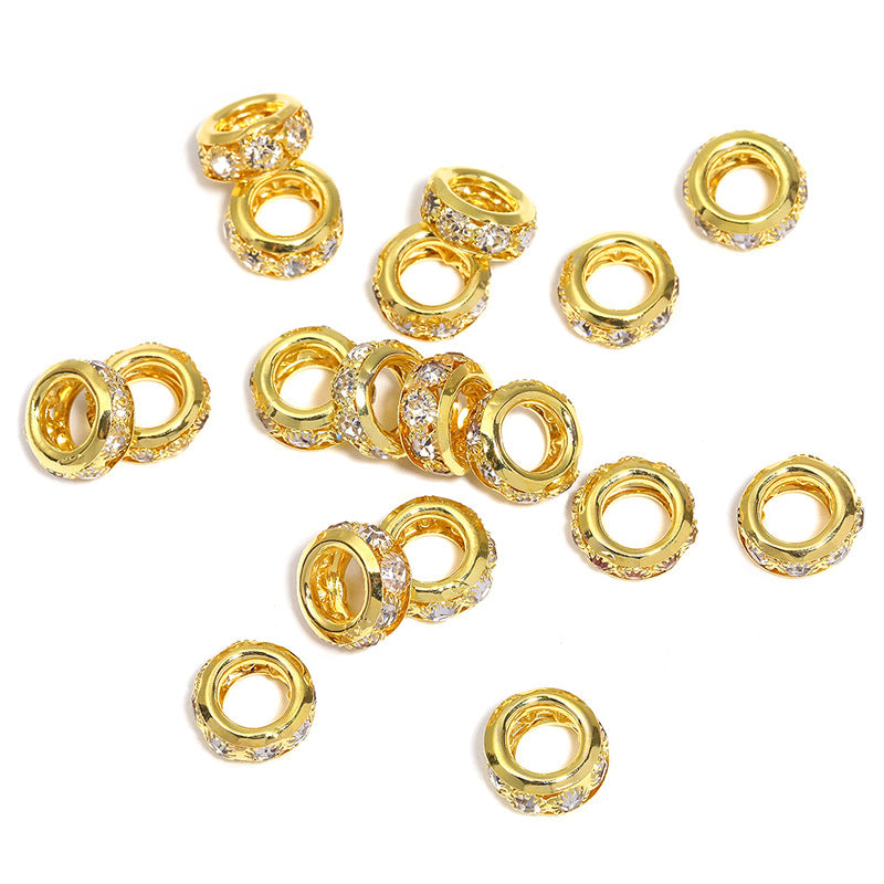 Wholesale 100pcs/pack 15mm diamond-studded round diamond DIY metal spacer beads