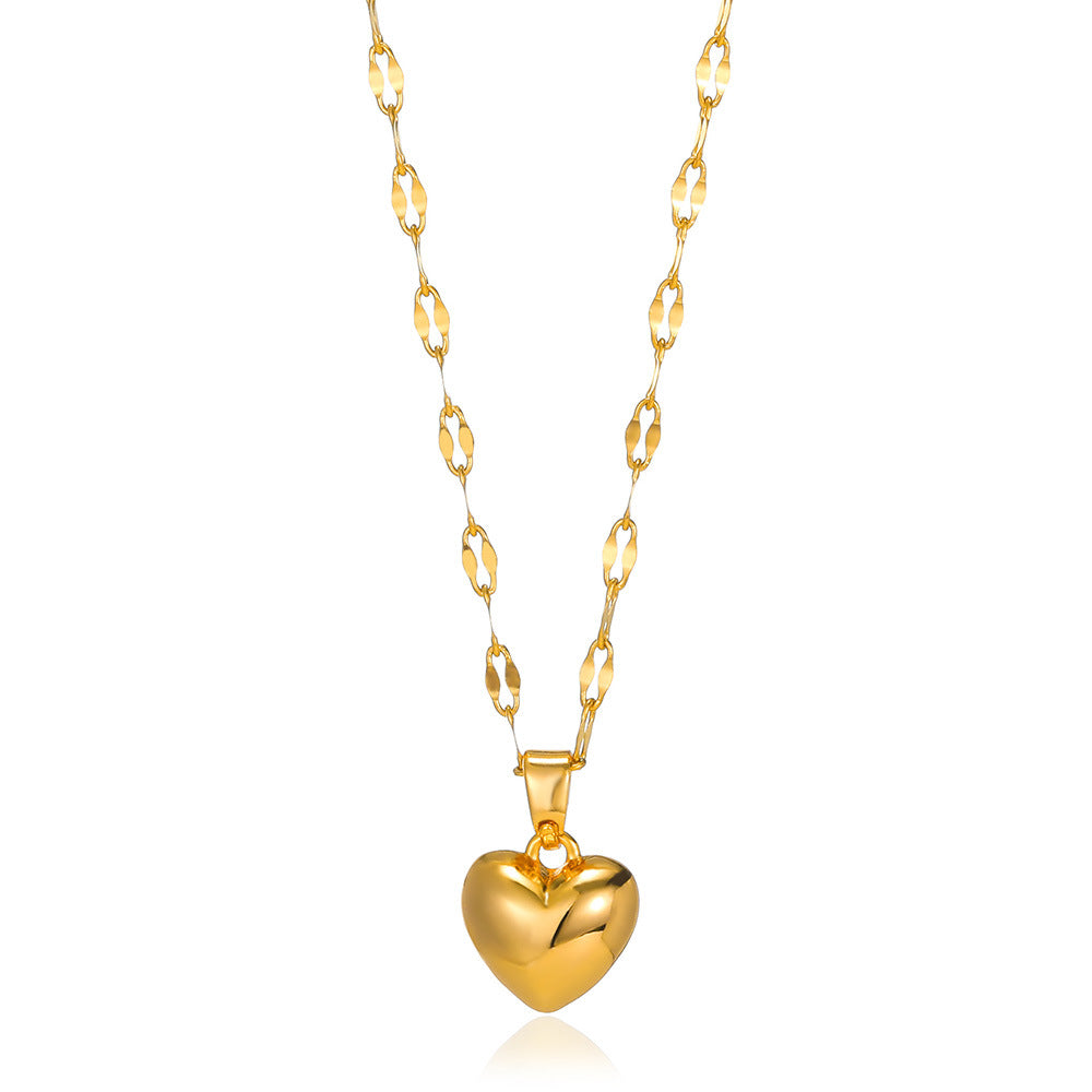 Wholesale  Heart Pendant Double-Layer Stainless Steel Necklace