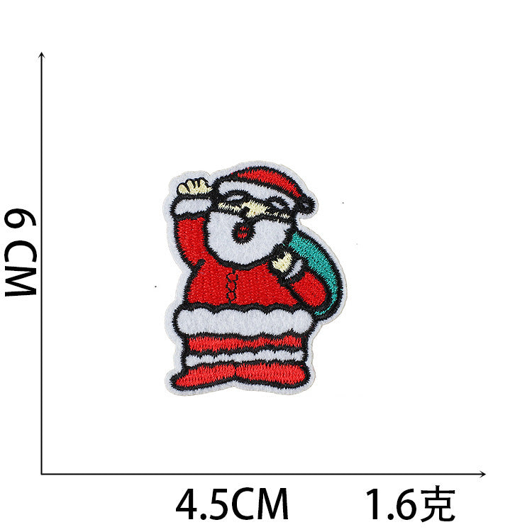 Wholesale Stylish Christmas Embroidered Patch Set Santa Snow Globe Polyester Iron On Appliques For Casual Clothing Boutique
