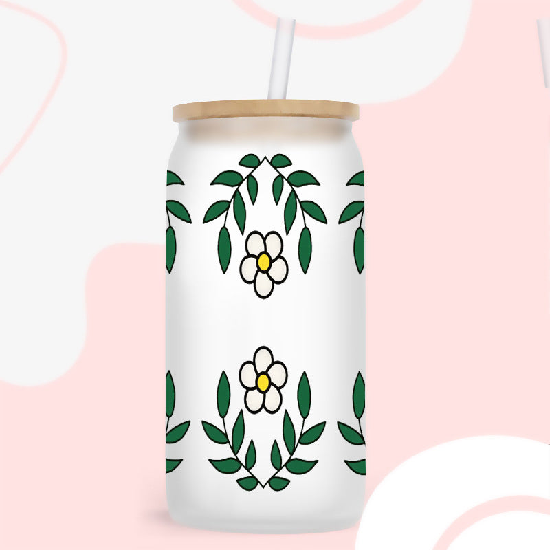 Wholesale colorful flowers 16oz Cup UV DTF Wraps