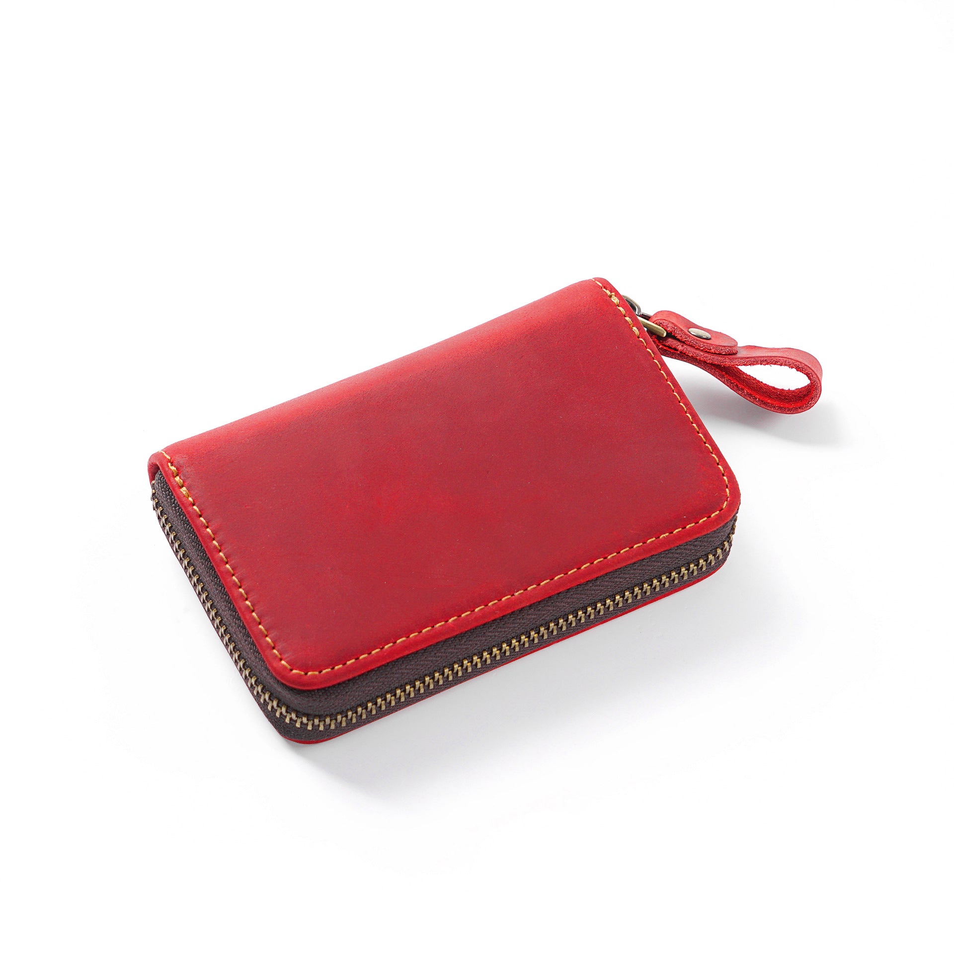 Wholesale Retro Multi -functional Zipper Head Layer Cowhide Purse