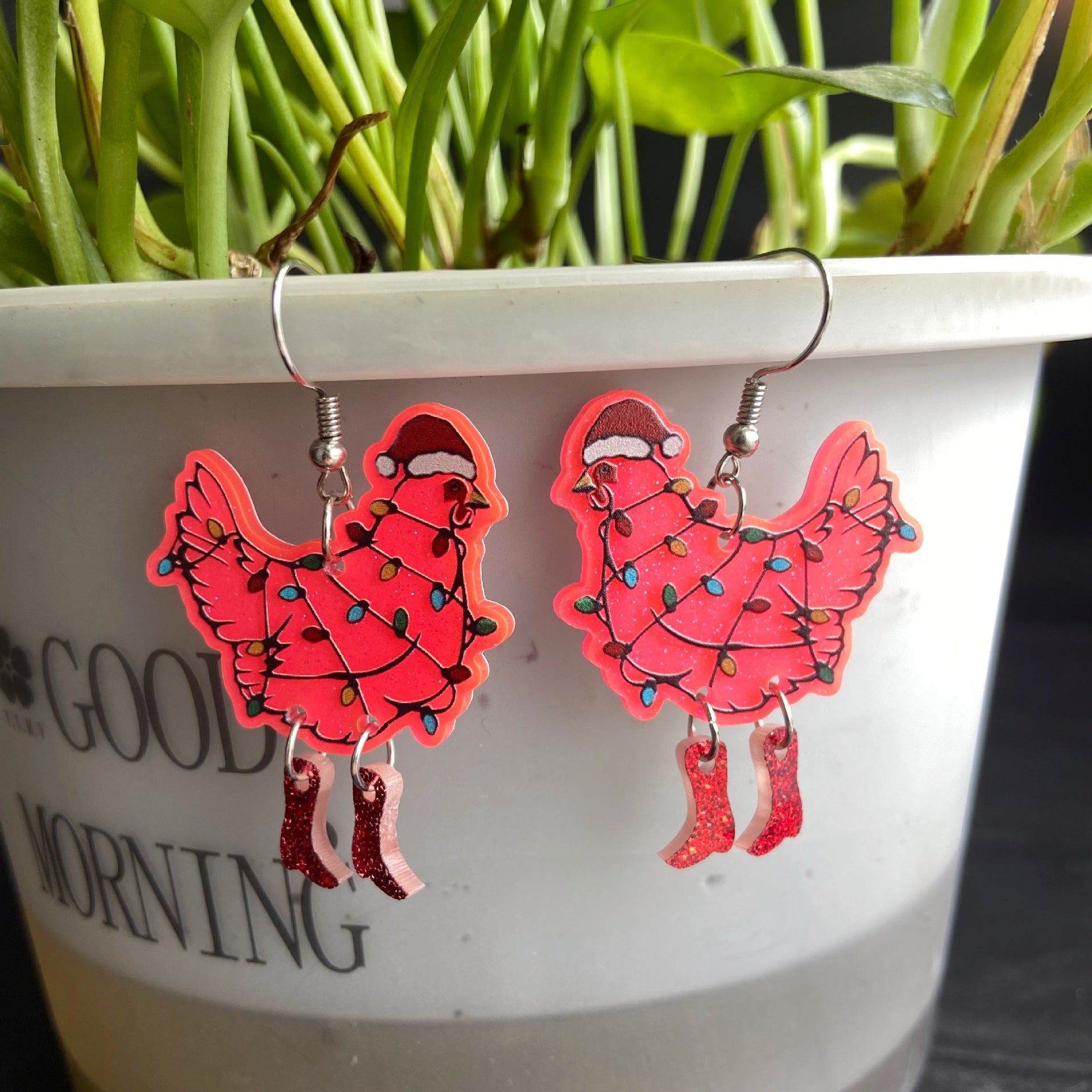 Wholesale Christmas colorful rooster earrings